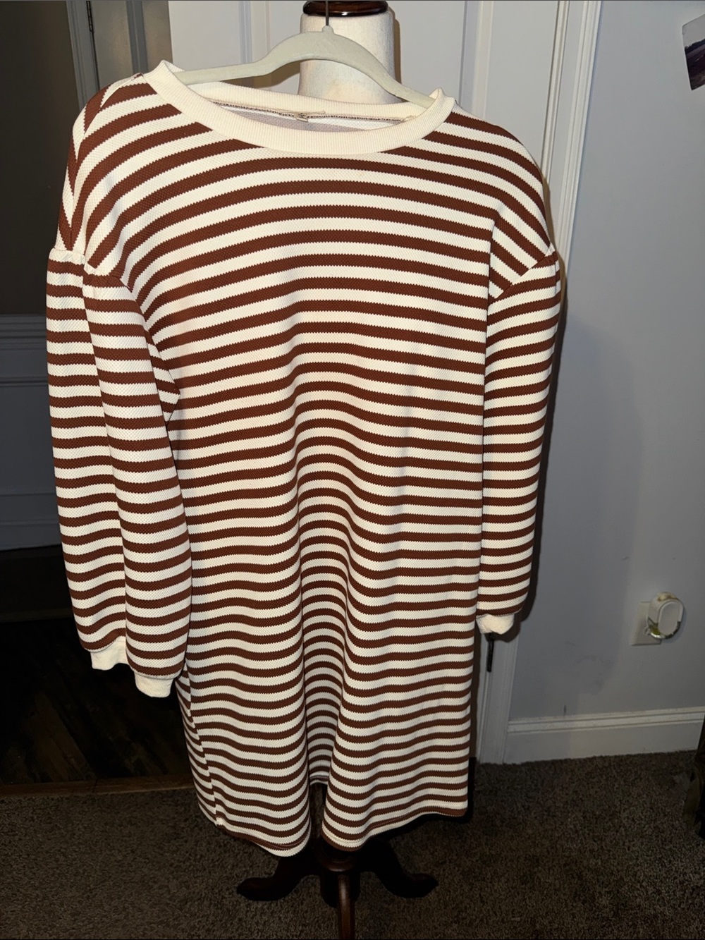 JODIFL Cream Sweater with Brown Stripes